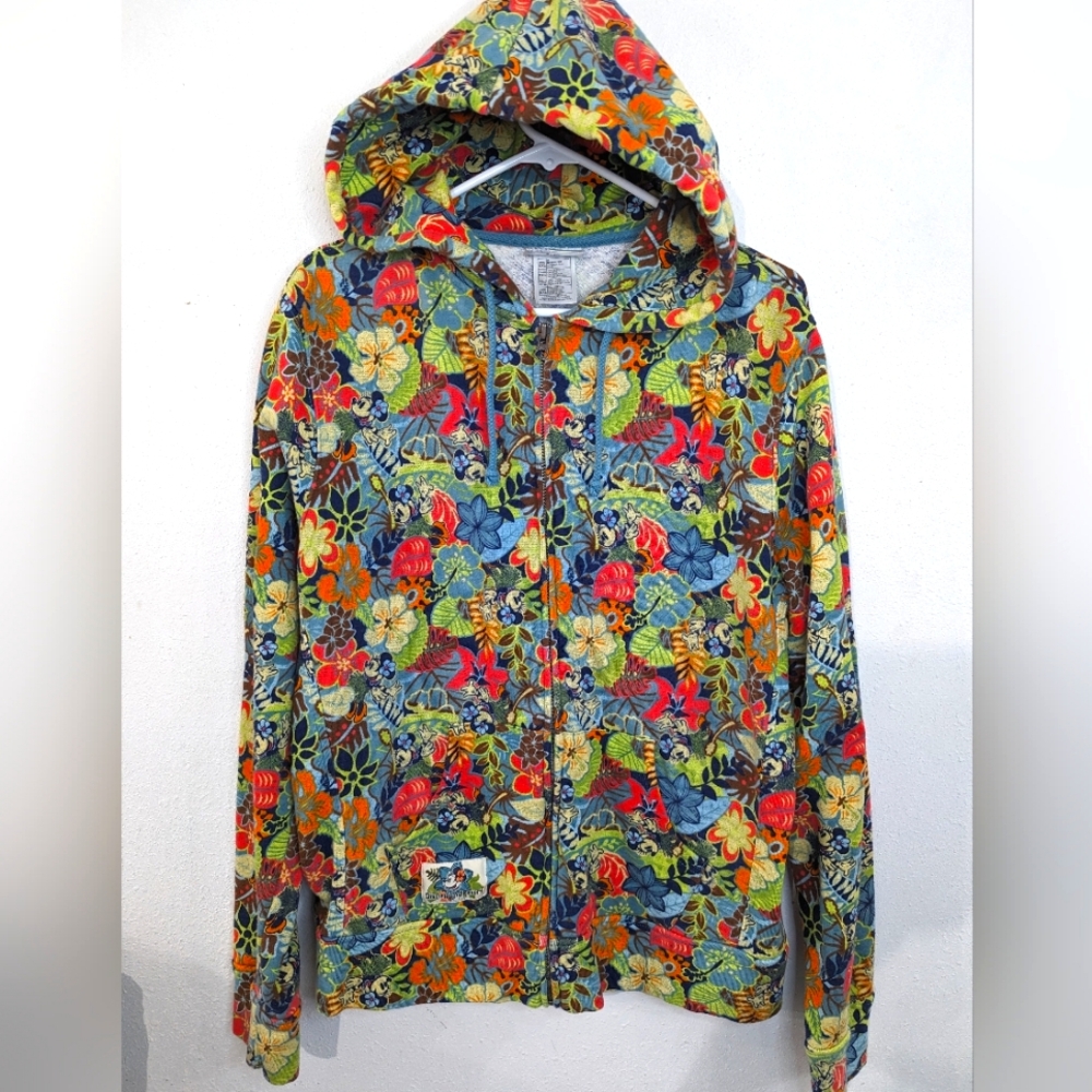 Walt Disney World Hidden Minnie Tropical Print Zip Up Hoodie